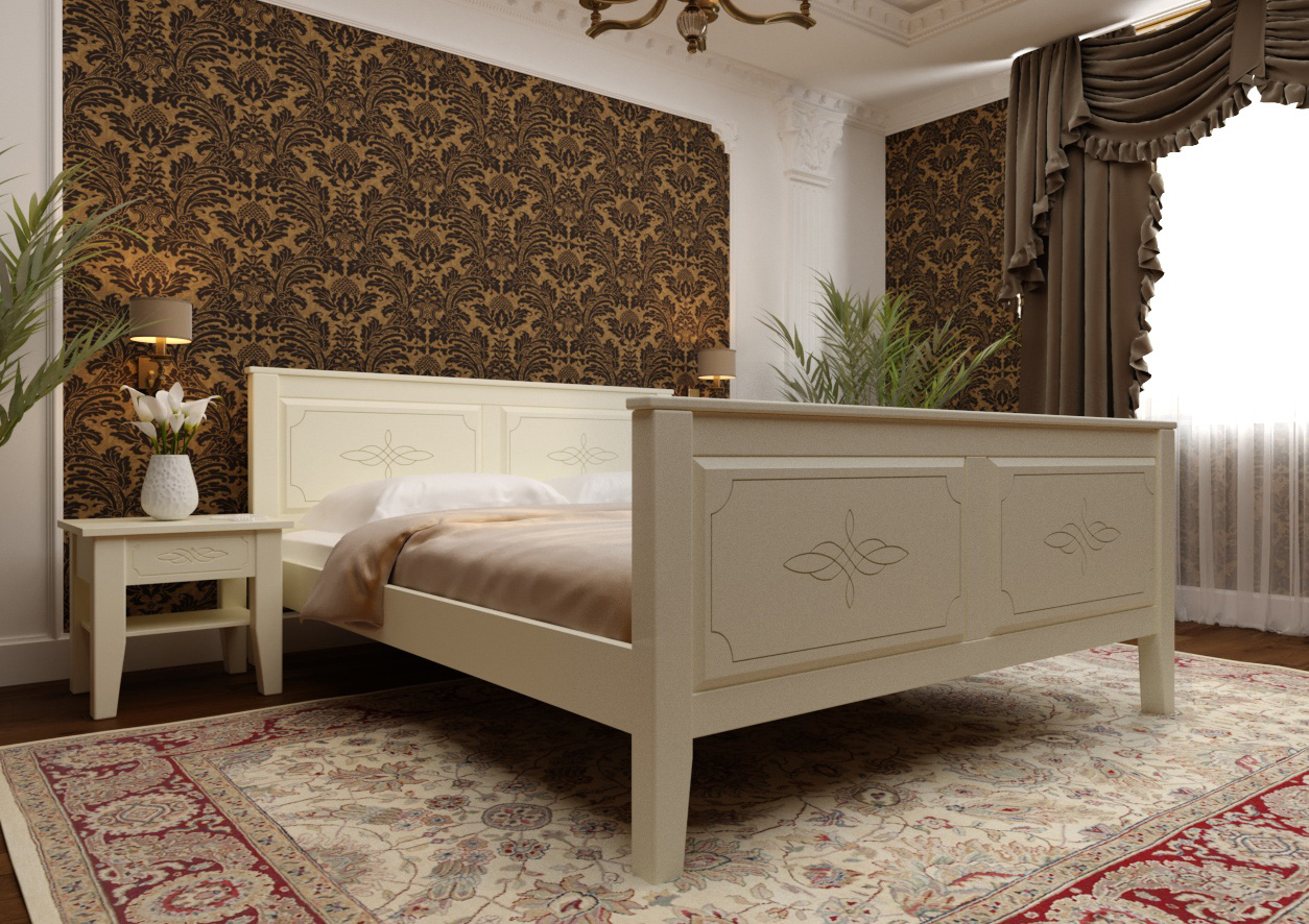 

Кровать Майя высокое изножье ЧДК (180 * 200) Слоновая кость эмаль