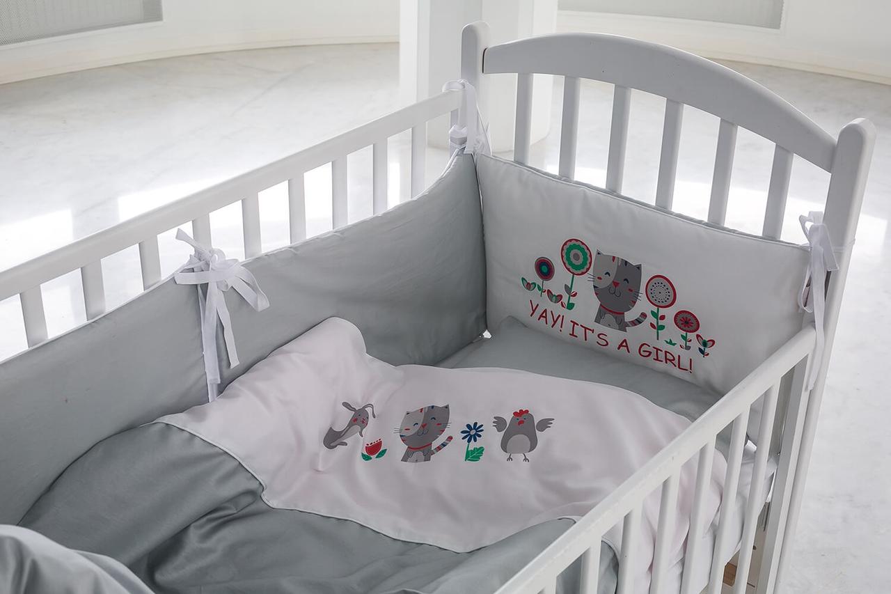 

Комплект постельного белья с бортиками Kiddy Fusion Сатин ITS A GIRL 100х140 см Белый (101)