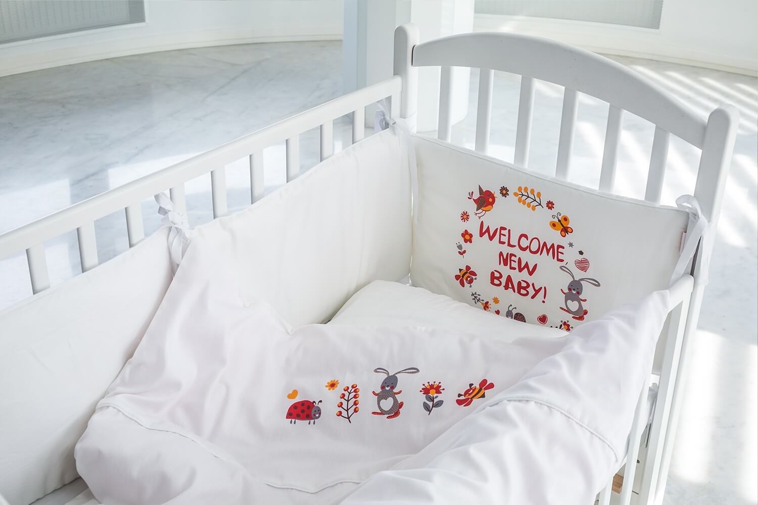 

Комплект постельного белья Kiddy Fusion Сатин Welcome new baby 100х140 см Белый (6205003716/1)