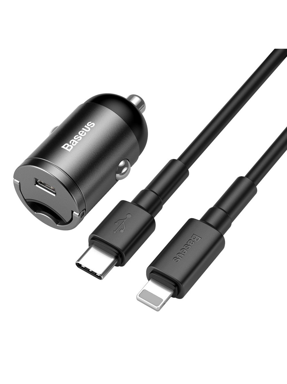 

Зарядка для Iphone в авто Baseus TZVCHX-0G + качественный усилений кабель для синхронизации и зарядки черный