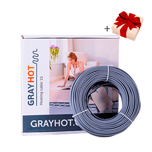 

Теплый пол Grayhot двухжильный кабель 9 м.п. + терморегулятор