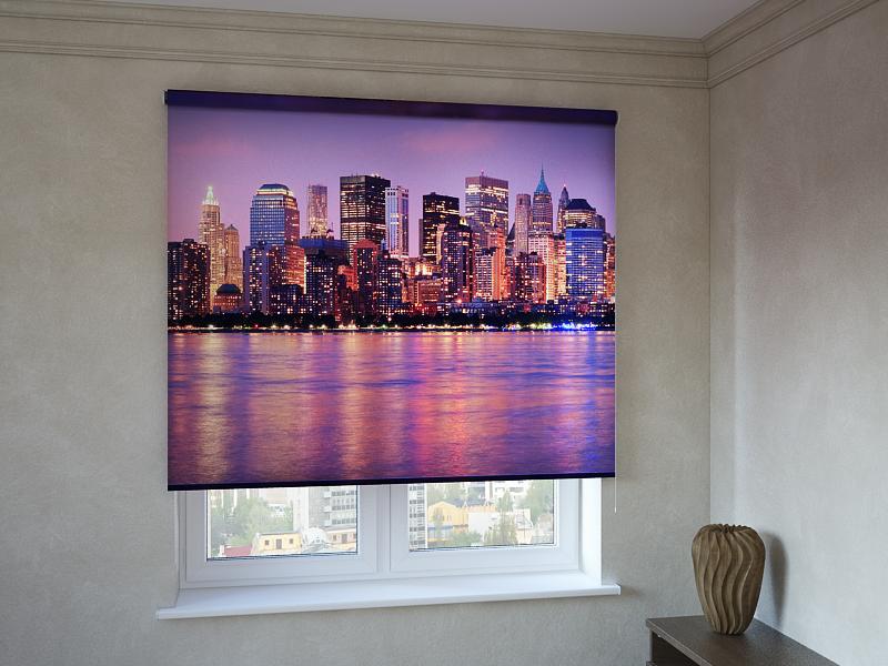 

Рулонные фотошторы Print-Market с фотопечатью ночной Мегаполис (3315)