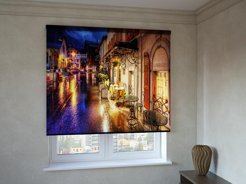 

Рулонные фотошторы Print-Market с фотопечатью ночное кафе (3369)