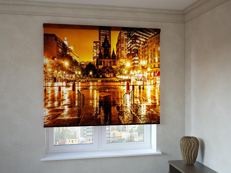 

Рулонные фотошторы Print-Market с фотопечатью дождливый бульвар (3308)