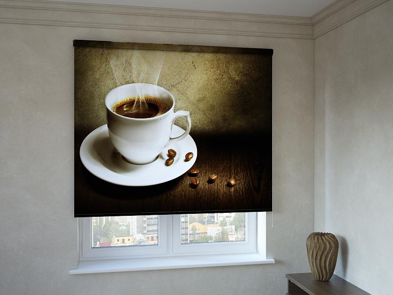 

Рулонные фотошторы Print-Market с фотопечатью чашка ароматного кофе (3526)
