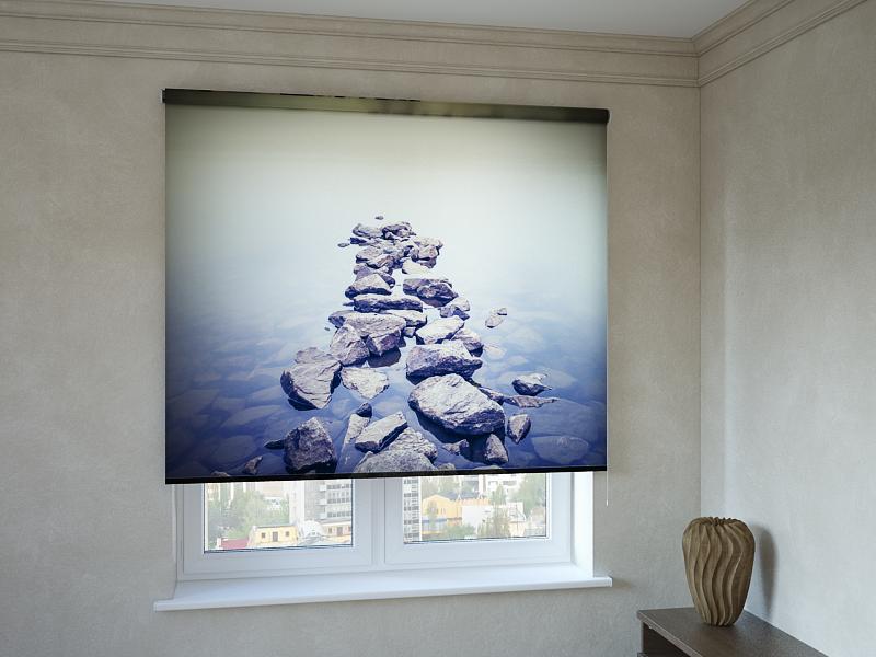 

Рулонные фотошторы Print-Market с фотопечатью камни в воде (3342)