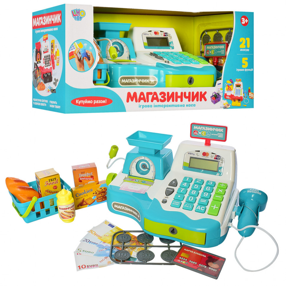 

Детский игровой кассовый аппарат "Магазинчик" Limo Toy с калькулятором и весами (RT7162-2 UA)