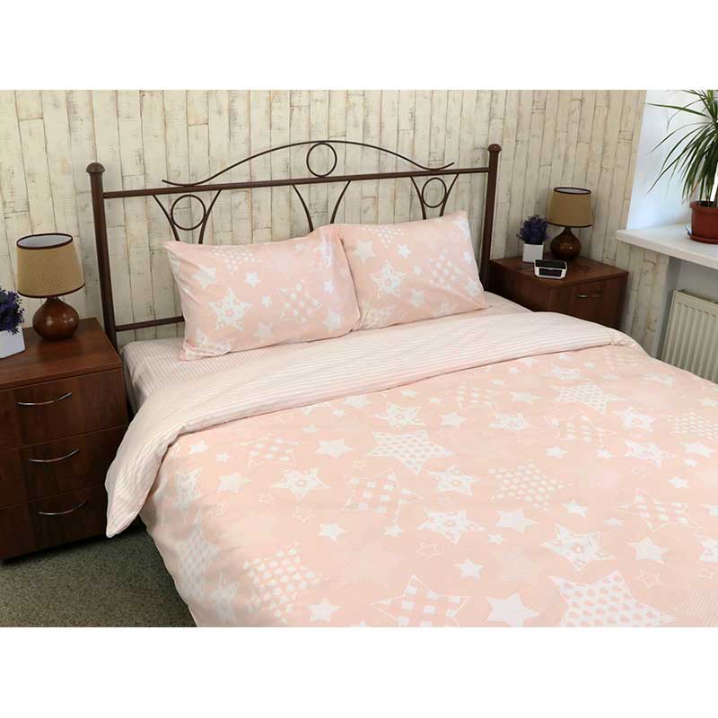 

Комплект постельного белья евро РУНО наволочки 50x70 "Beige star", бязь набивная