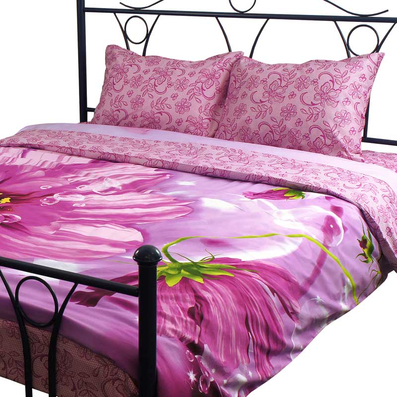 

Комплект постельного белья евро РУНО наволочки 50x70 "20-1319 Fuchsia", сатин набивной