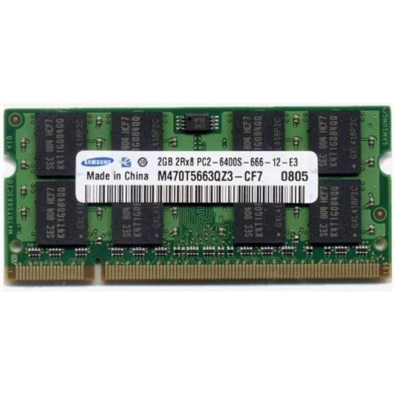 

Модуль памяти для ноутбука SoDIMM DDR2 2GB 800 MHz Samsung (M470T5663QZ3-CF7)