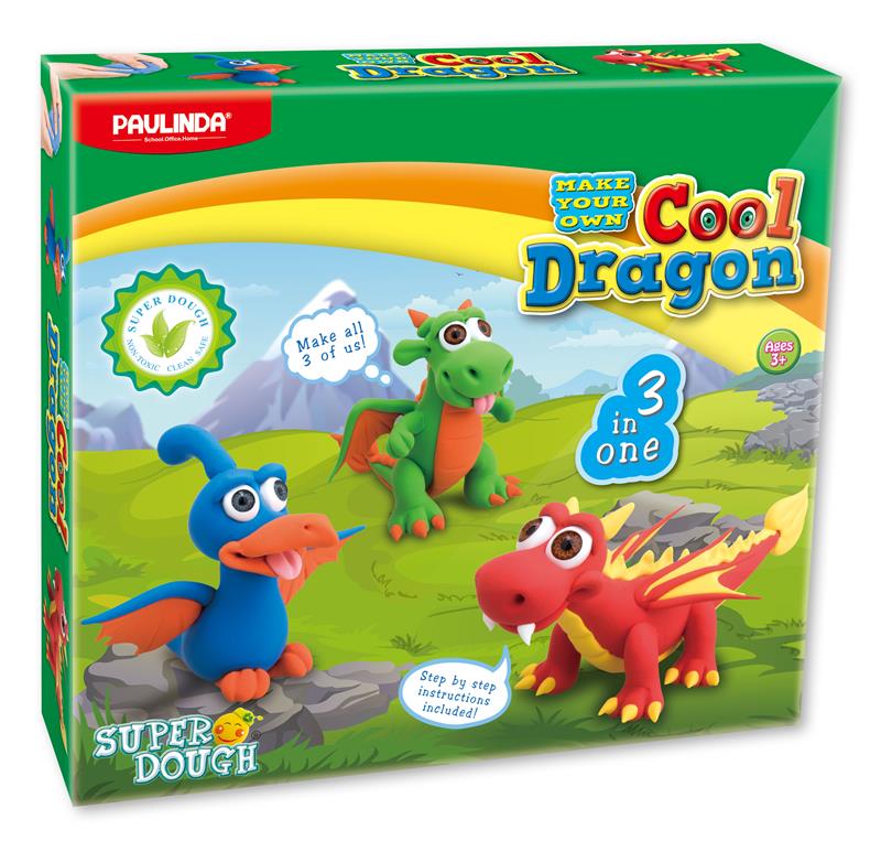 

Детская масса для лепки самозастывающая Paulinda Super Dough Cool Dragon Драконы 3 в 1 (PL-081554)