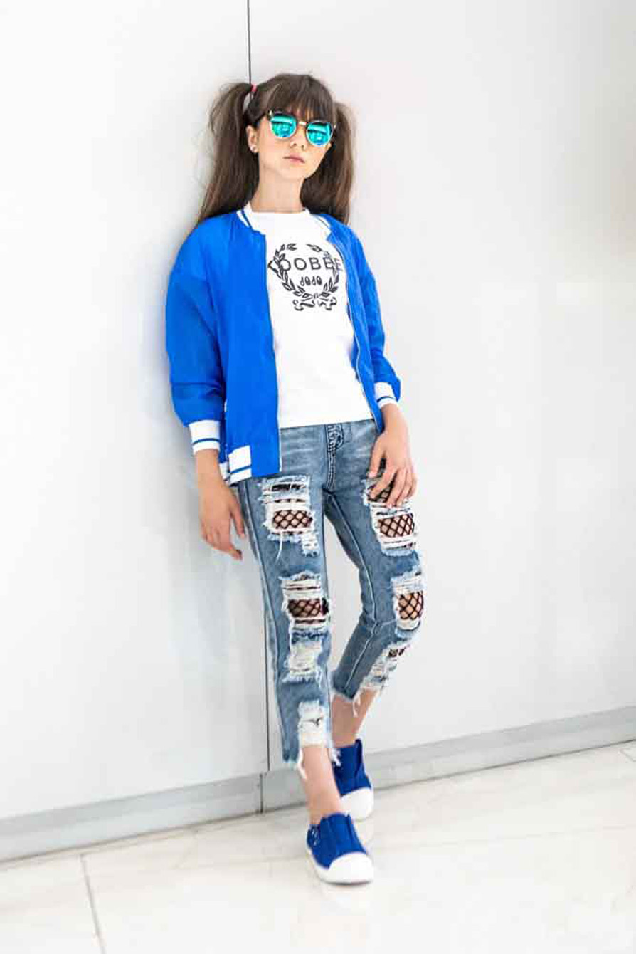 

Джинсы рваные с сеткой внутри JO JO голубой рост 90-100 (221107)