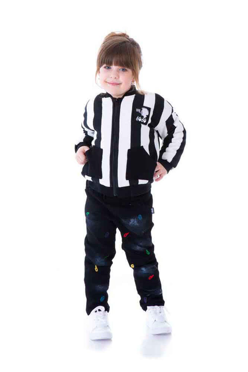 

Куртка-бомбер с синтепоном JoJo черный/белый рост 150 (412277)