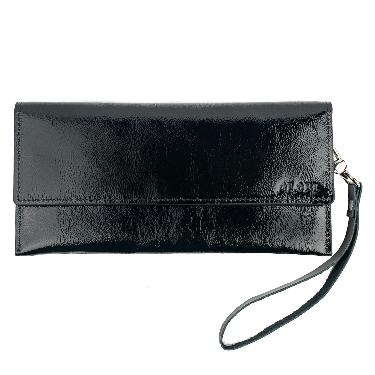 

Кошелёк ALORI из натуральной гладкой лаковой кожи Черный (КО-01-2 Black)