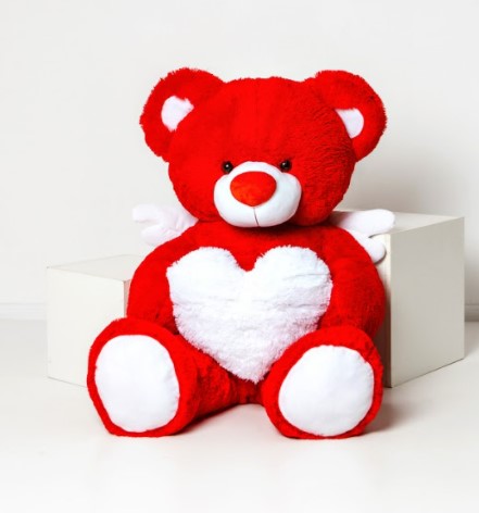 

Мишка плюшевый TEDDY BOOM игрушка 60 см красный с ангельскими крылышками