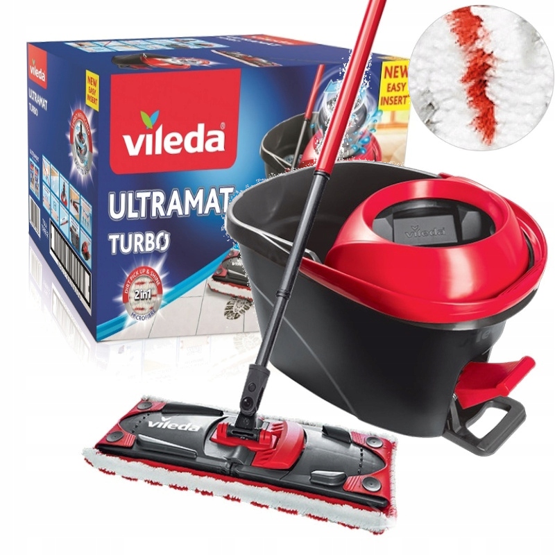 

Комплект для уборки Vileda Ultramat Turbo швабра с телескопической ручкой + ведро Красный/Черный