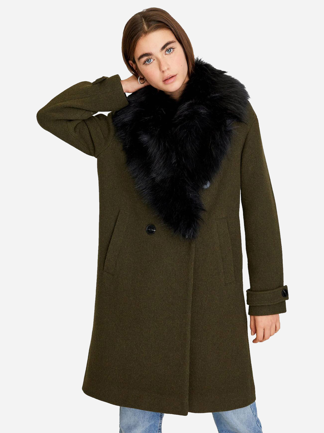 

Пальто Stradivarius 5862/770/520  Зеленое, Пальто Stradivarius 5862/770/520 M Зеленое