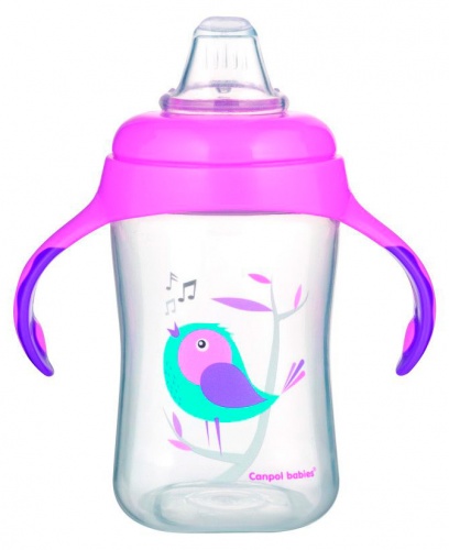 

Поильник с силиконовой трубочкой Birds, 300 мл, розовый, Canpol babies, розовый
