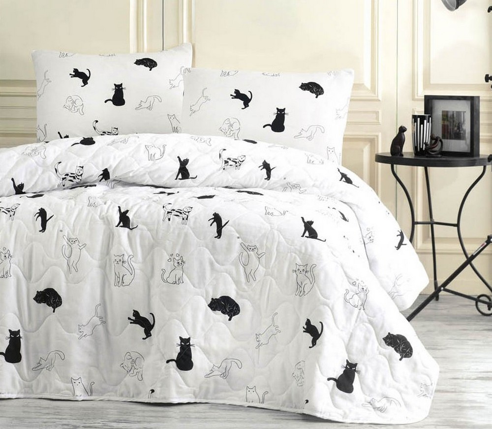 

Покрывало стеганое Eponj Home B&W Patte 160х220 с наволочкой 50х70