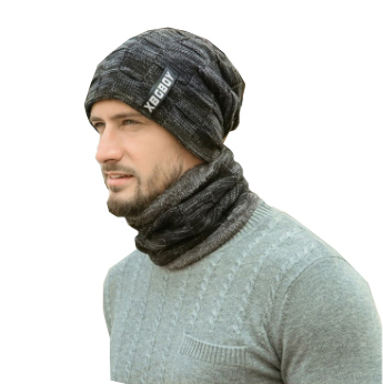 

Шапка зимняя с шарфом на флисе HSW BOY Черный