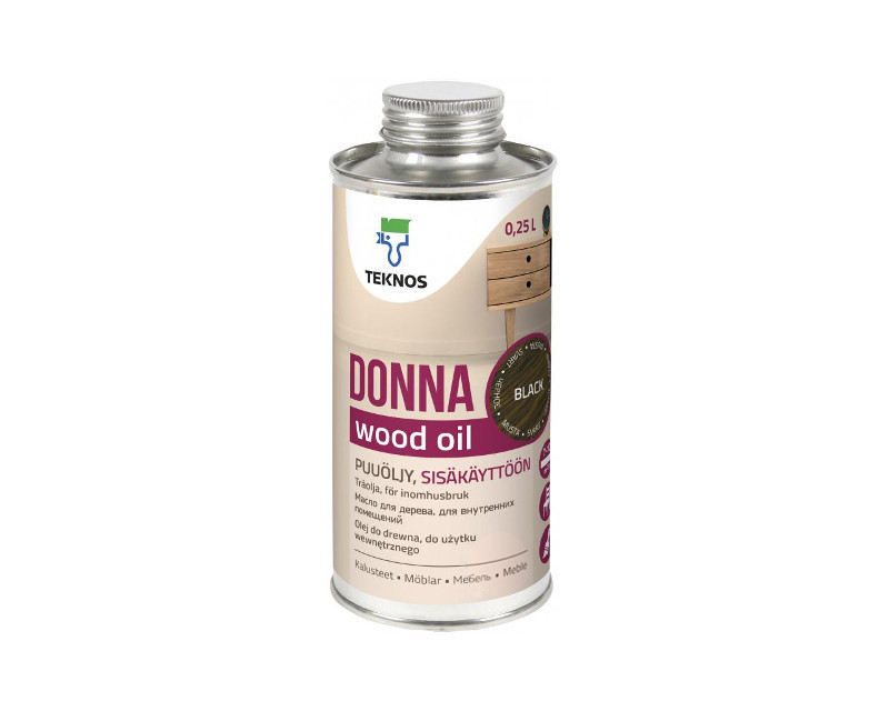 

Масло особопрочное TEKNOS DONNA для мебели шелковисто-матовое черное 0,25л