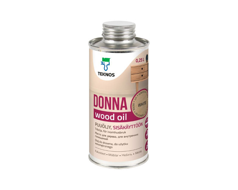 

Масло особопрочное TEKNOS DONNA для мебели шелковисто-матовое белое 0,25л
