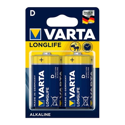 

Батарейки алкалиновые VARTA Longlife D BLI 2 шт (4008496525348) (10-552686)