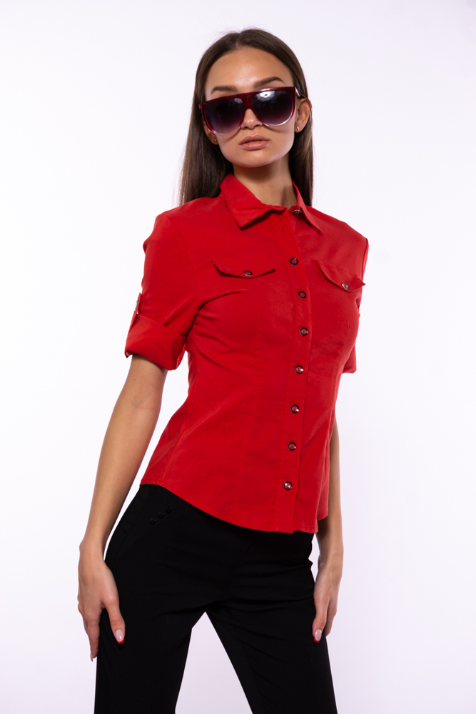 

Рубашка женская с классическим воротником Time of Style 118P005-4 38 Красный