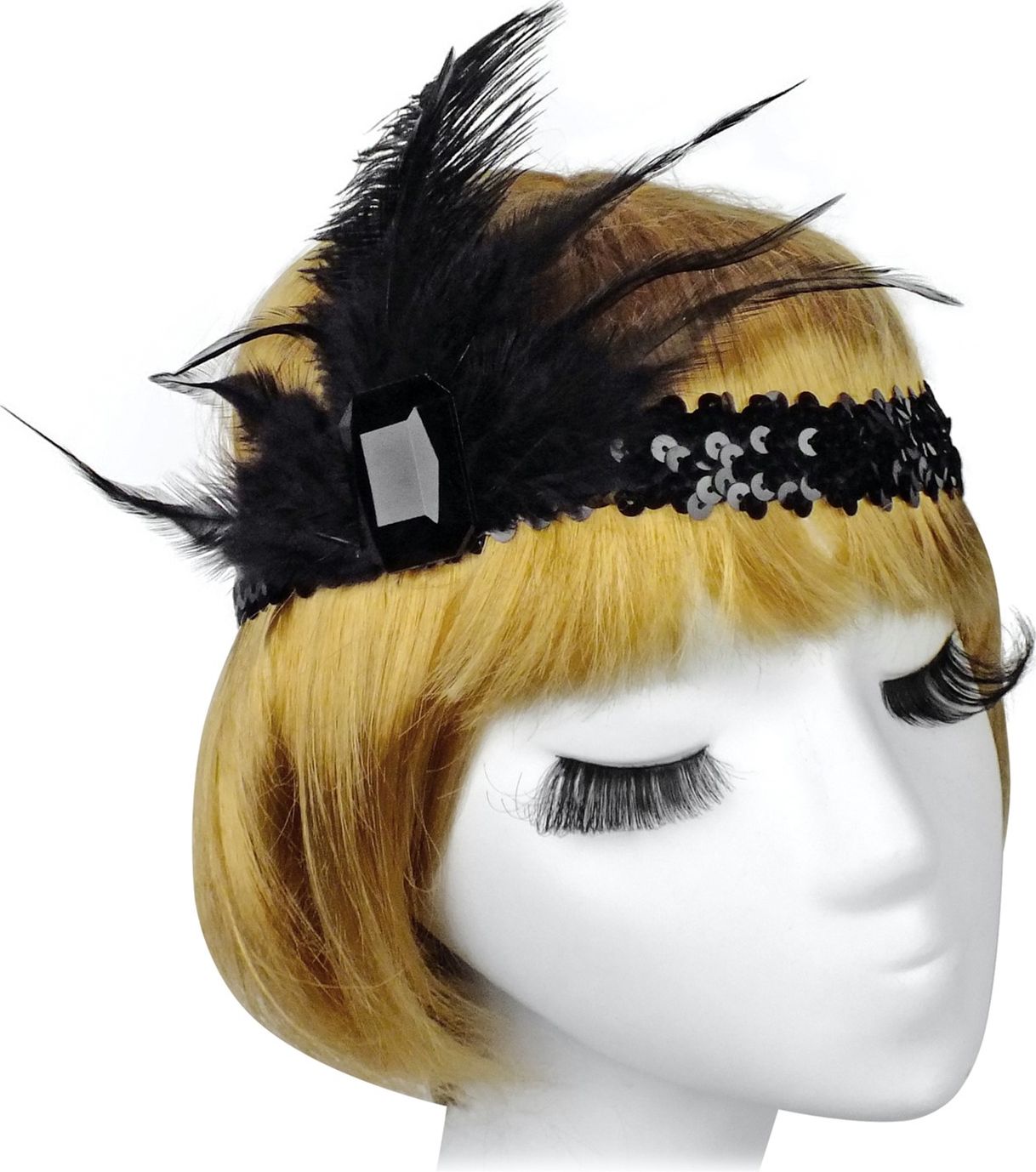 

Повязка Seta Decor C пером и камнем 18-1089BLK Черная