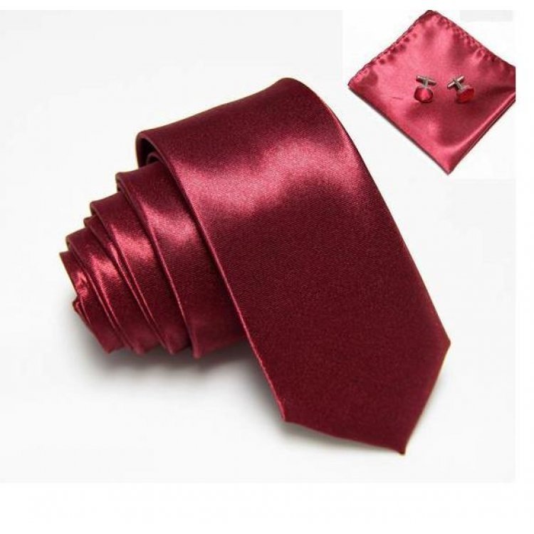 

Набор галстук, запонки, платок Handmade 5 см, 22х22 см, 1,5х1,5 см Бордовый