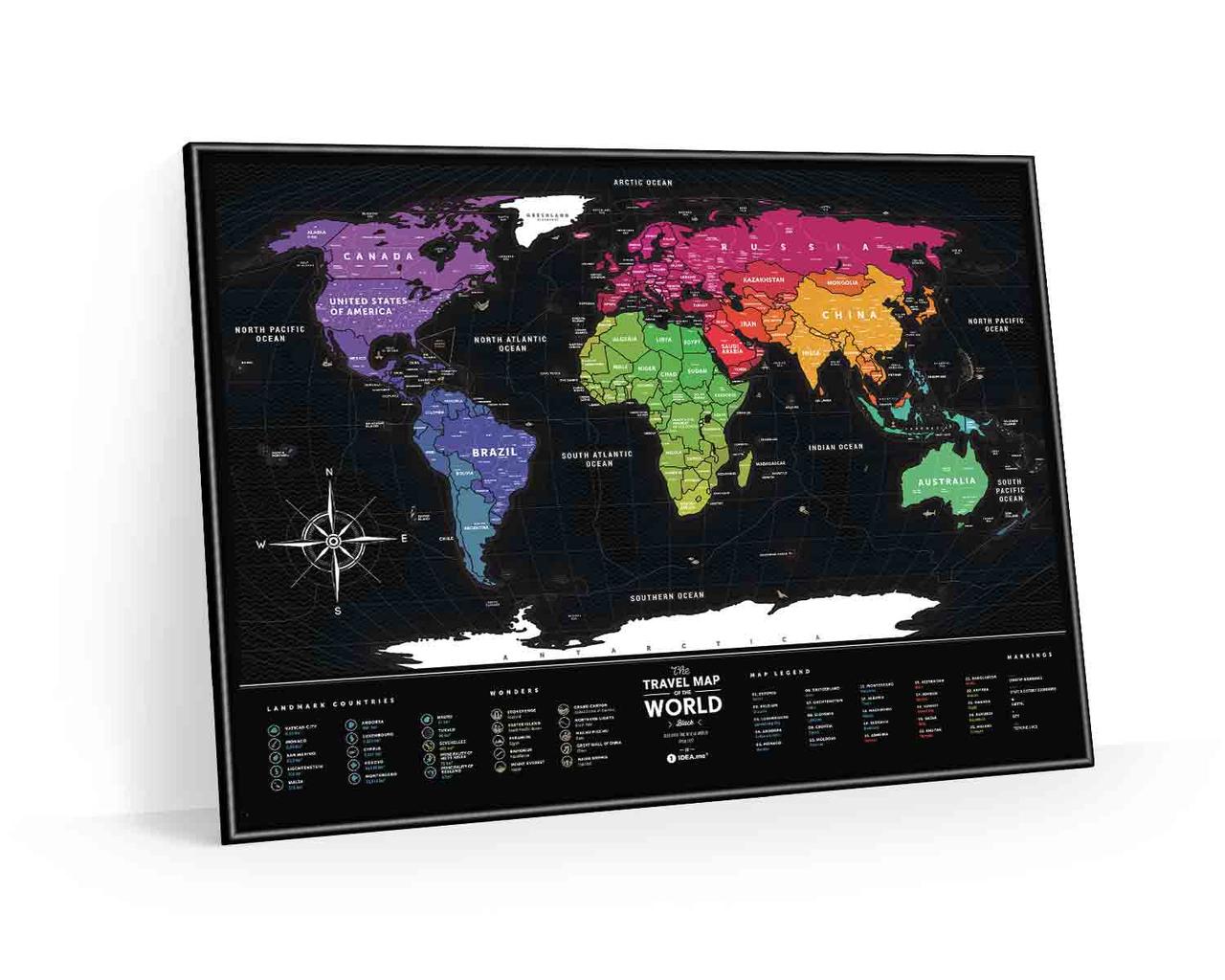 

Скретч-карта мира "Travel Map Black World» 1DEA.me 80х60 см Разноцветный