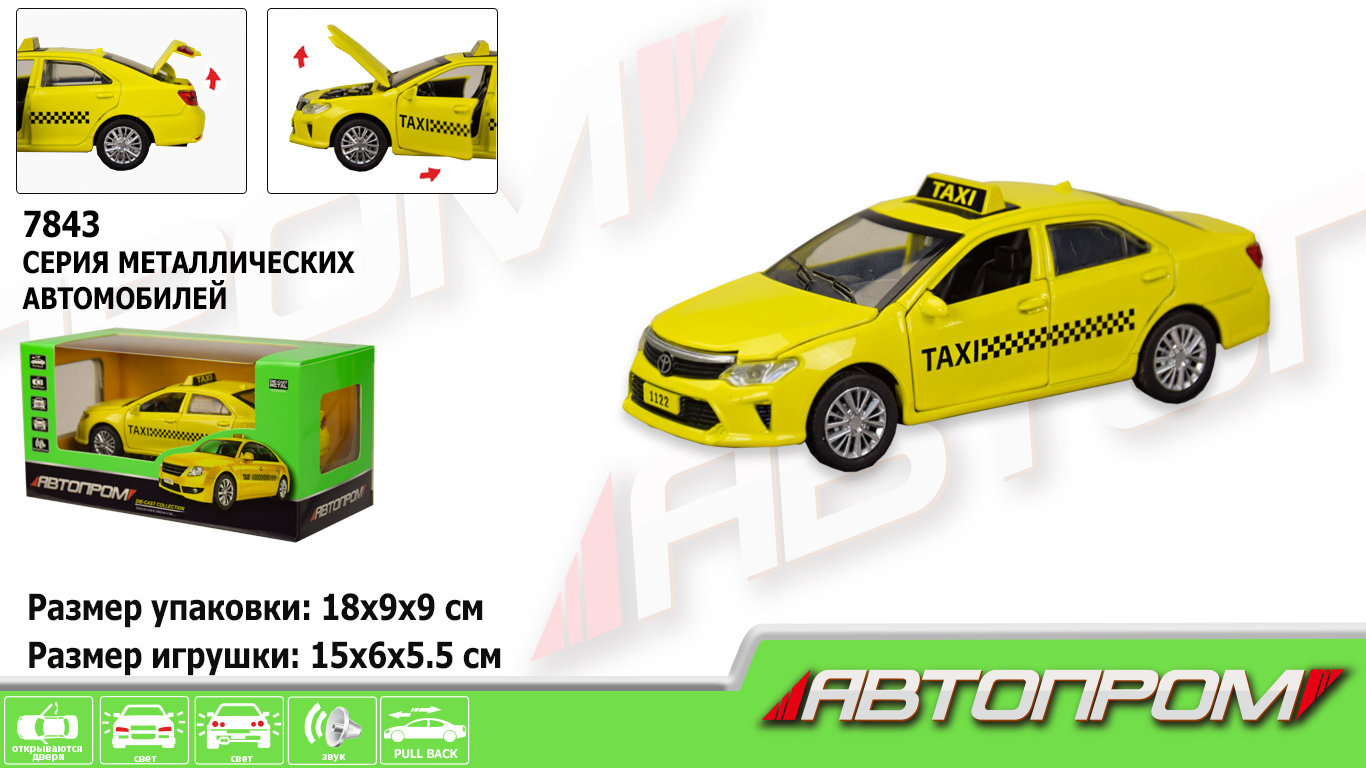 

Машина метал. "АВТОПРОМ" 1:32 TAXI, свет, звук, в кор. 18*9*9см /72-2/ (7843)