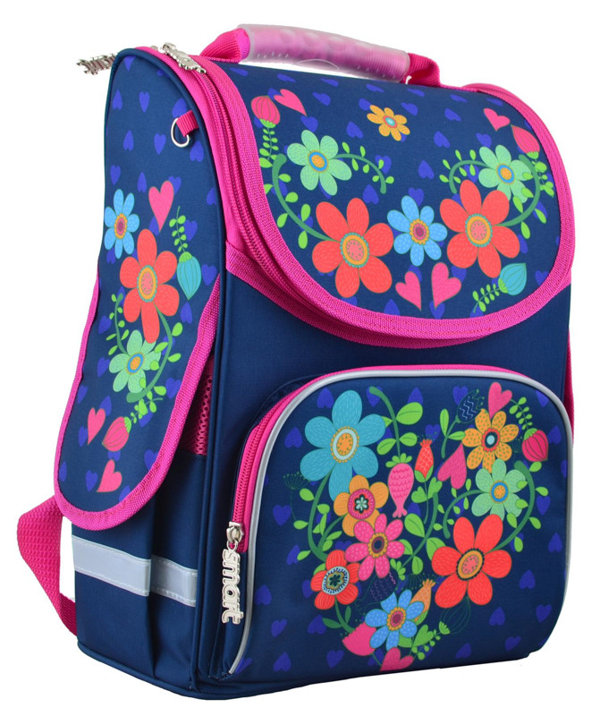 

Рюкзак школьный Smart каркасный Flowers blue 554464