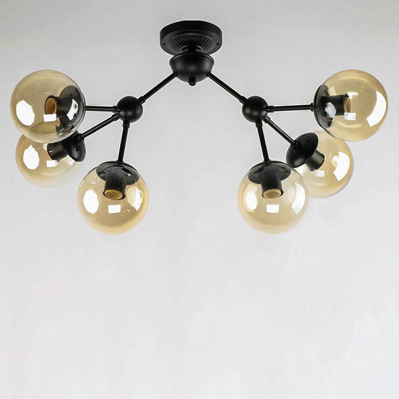 

Люстра потолочная Light House NM-15331/6 BK+BR E27 CT черная