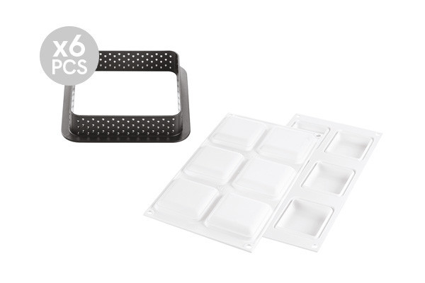 

Набор форм для тарталеток Silikomart Kit Tarte Ring Square 372мл + 6 колец (KIT TARTE RING SQUARE 80x)