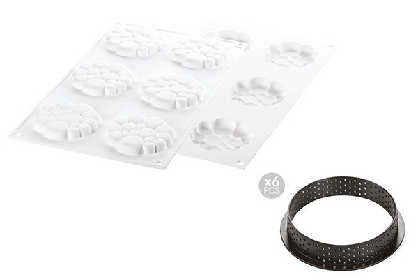 

Набор форм для тарталеток Silikomart Kit Tarte Ring Paradis 37х21х1.1см/222мл + 6 колец (KIT TARTE RING PARADIS D8)