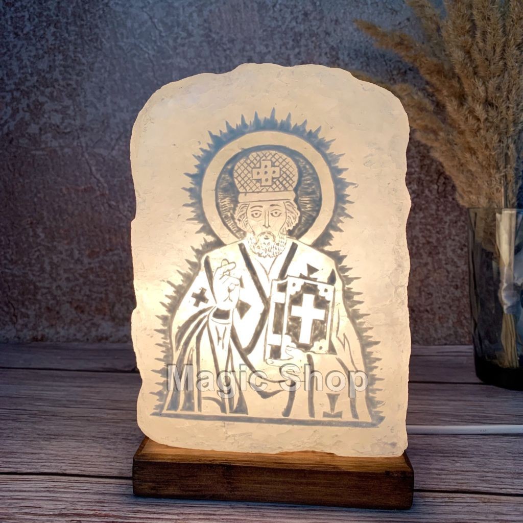 

Соляная лампа- Ночник HealthLamp Икона Св. Николай с регулятором яркости в Подарочной упаковке