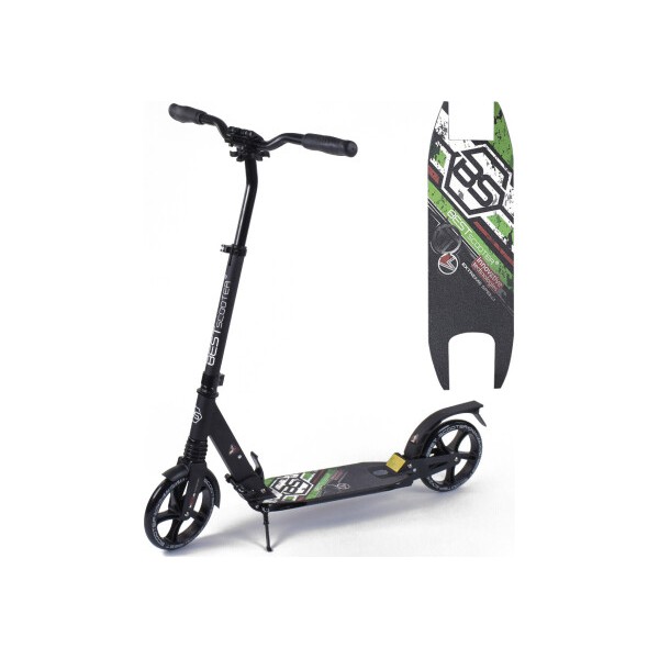 

Двухколесный самокат Best Scooter 33006 складной Два амортизатора Черный с зеленым