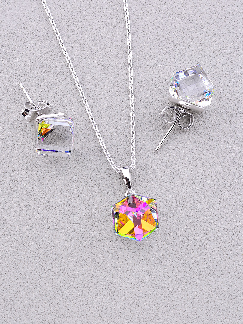 

Набор подвеска и серьги Кубики разноцветные Xuping Swarovski 41 см. 094819