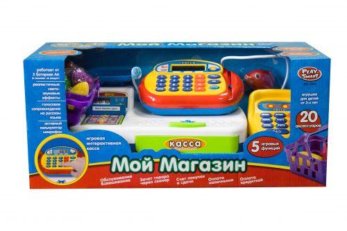 

Кассовый аппарат 7019 (12шт/2)"Мой магазин"батар.,продукты,корзинка,в кор. 43*18*18см