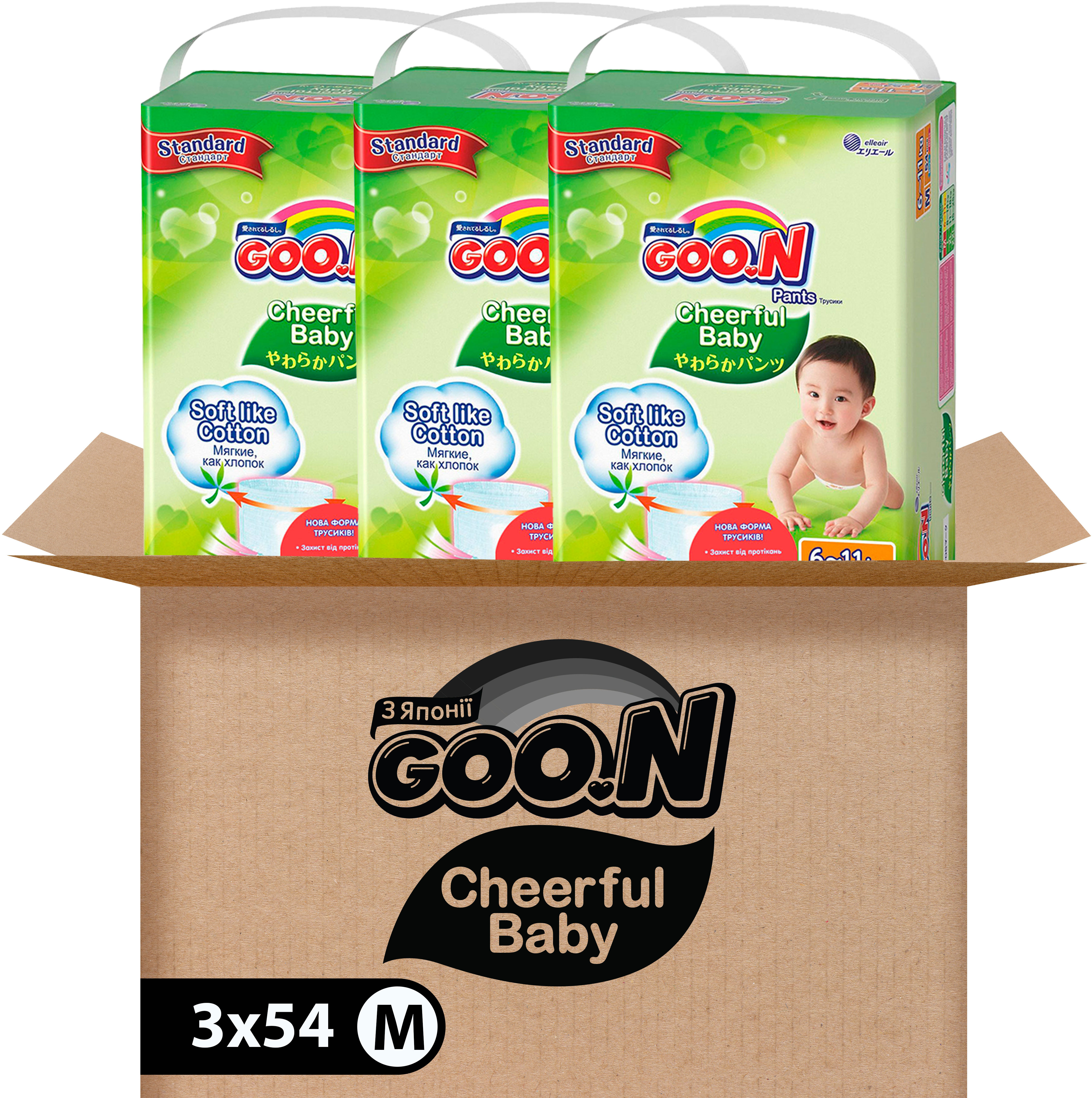 

Трусики-подгузники Cheerful Baby M 6-11 кг унисекс 162 шт (843075-3)
