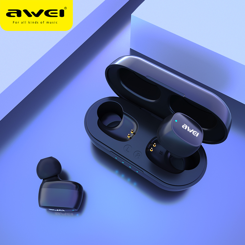

Наушники беспроводные Bluetooth Awei T13 с кейсом, черные