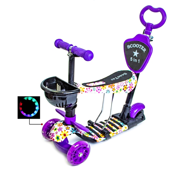 

Самокат Scooter 5в1. Flowers (многофункциональный)