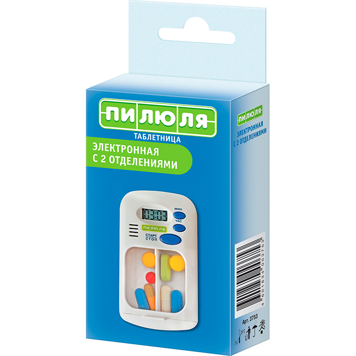 

Таблетница Пилюля с таймером электронная с 2 отделениями