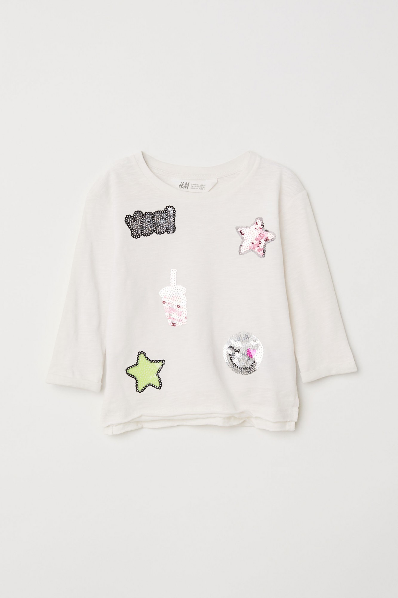 

Футболка с длинными рукавами H&M 122-128 см Белая