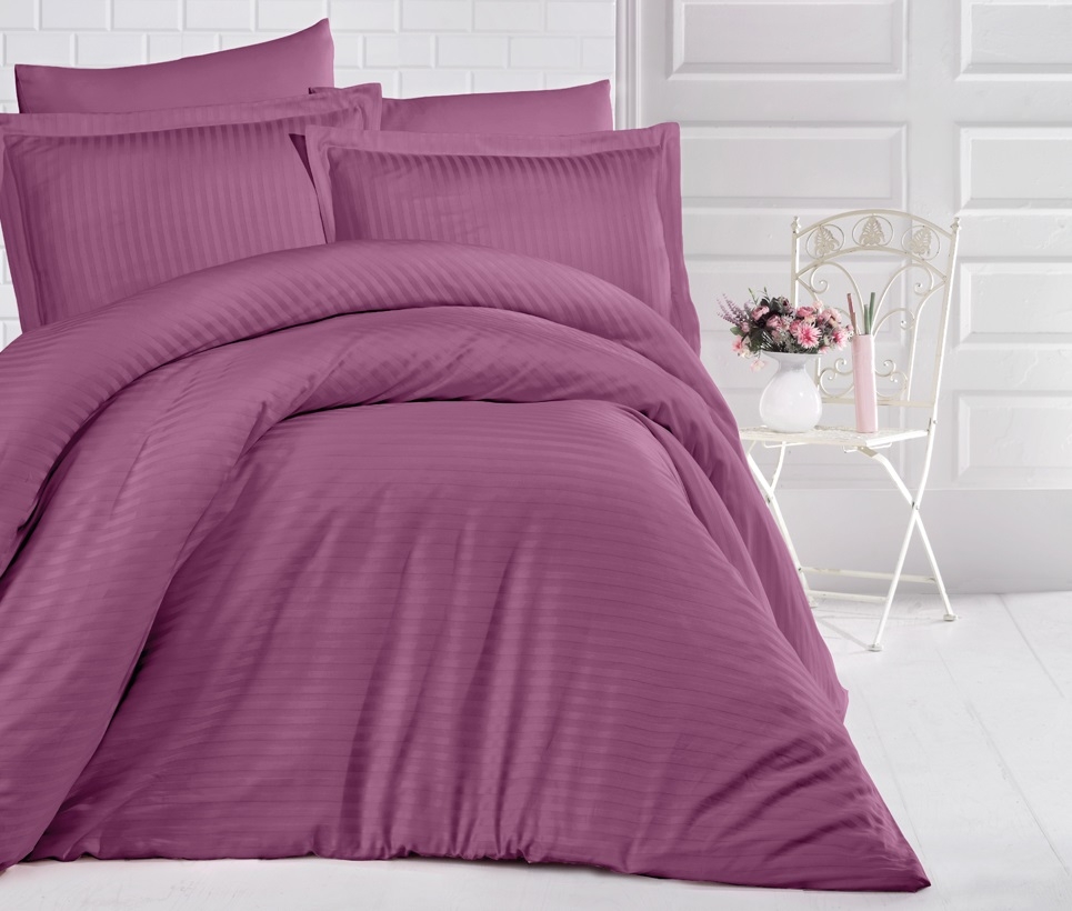 

Комплект постельного белья Clasy Stripe dried rose, Семейный, Сатин, Турция