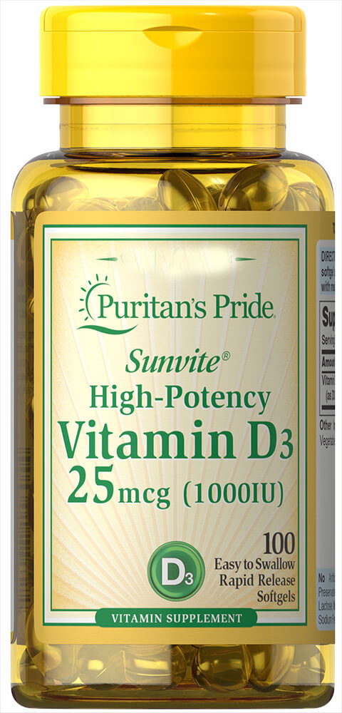 

Витамины Puritan's Pride Vitamin D3 25 mcg (1000 IU) 100 капсул (4384301689)