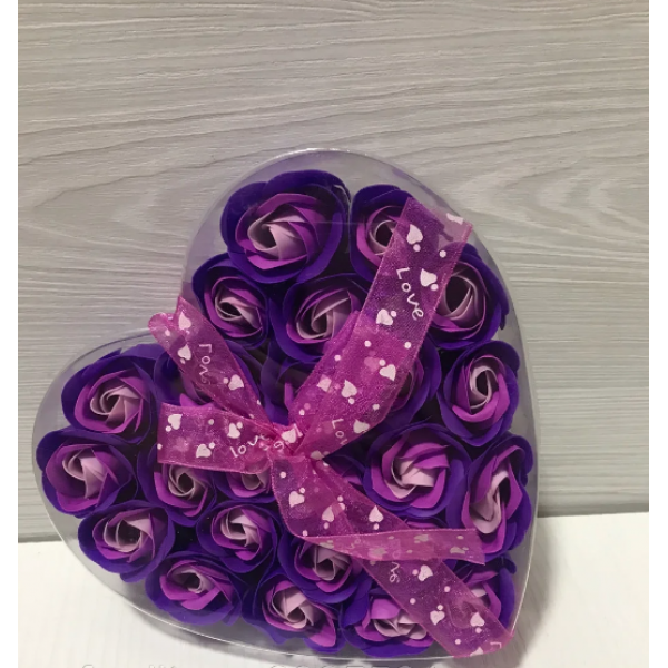 

Подарочный набор Heart Flower Purple розы из мыла в коробке в виде сердца для женщин и мужчин из 24 штук 15,5 х 17 х 5 см Фиолетовый