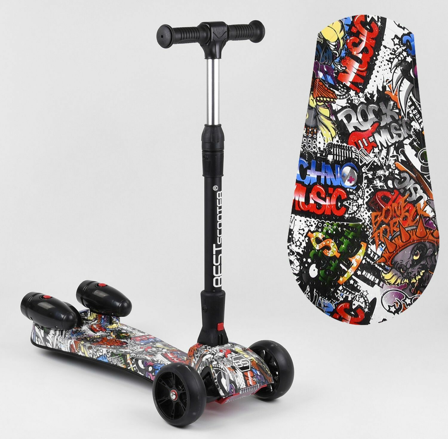 

Самокат трехколесный Best Scooter MAXI 17723 с парогенератором и музыкой Графити