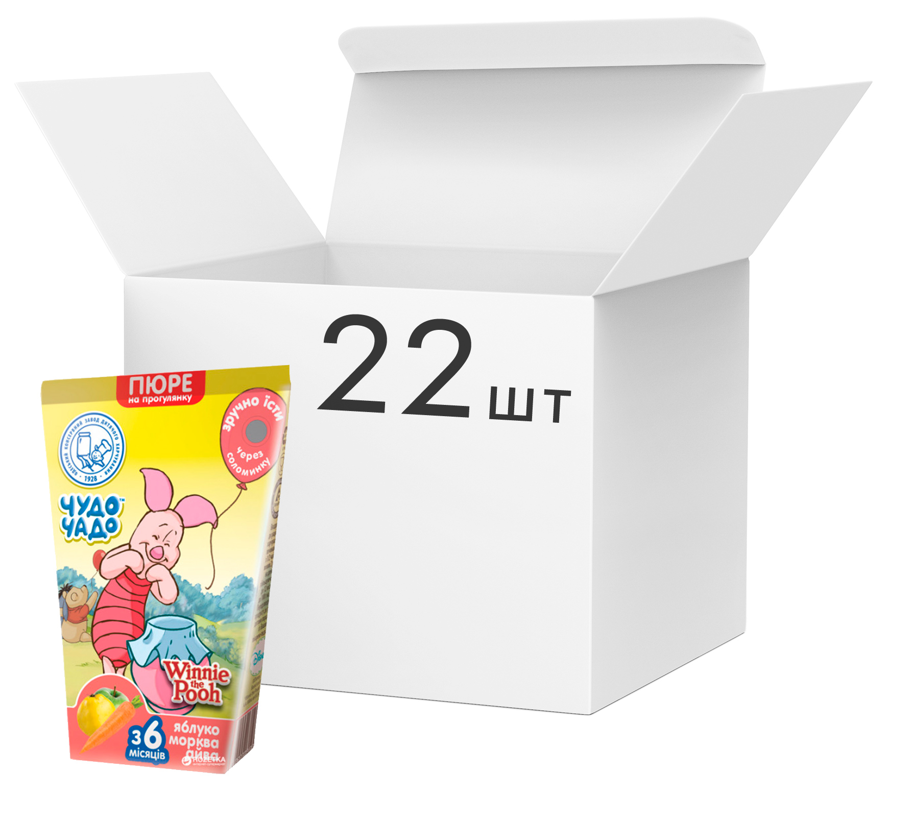 

Упаковка пюре Чудо-Чадо Яблоко, морковь, айва и витамин С с 6 месяцев 130 г x 22 шт (4820003680315)
